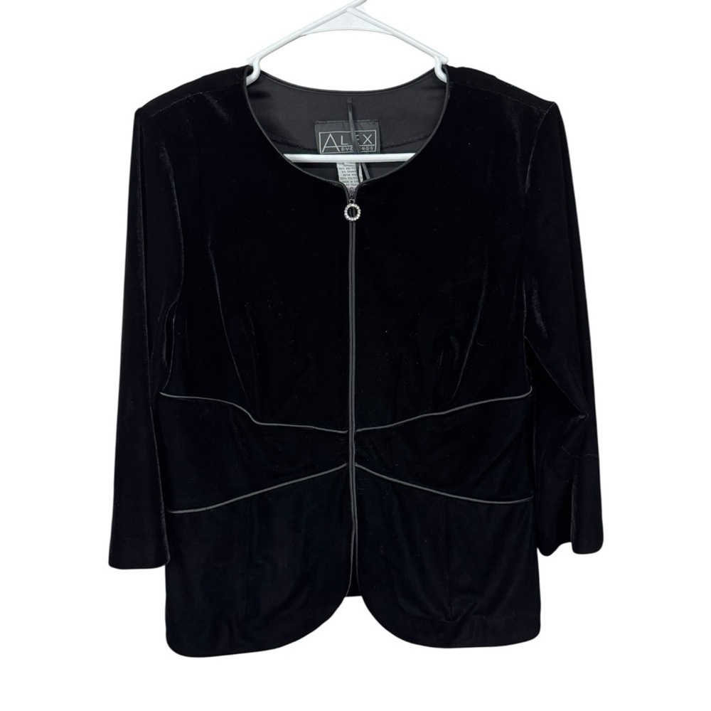 Alex Evenings Black Velvet Jacket Large